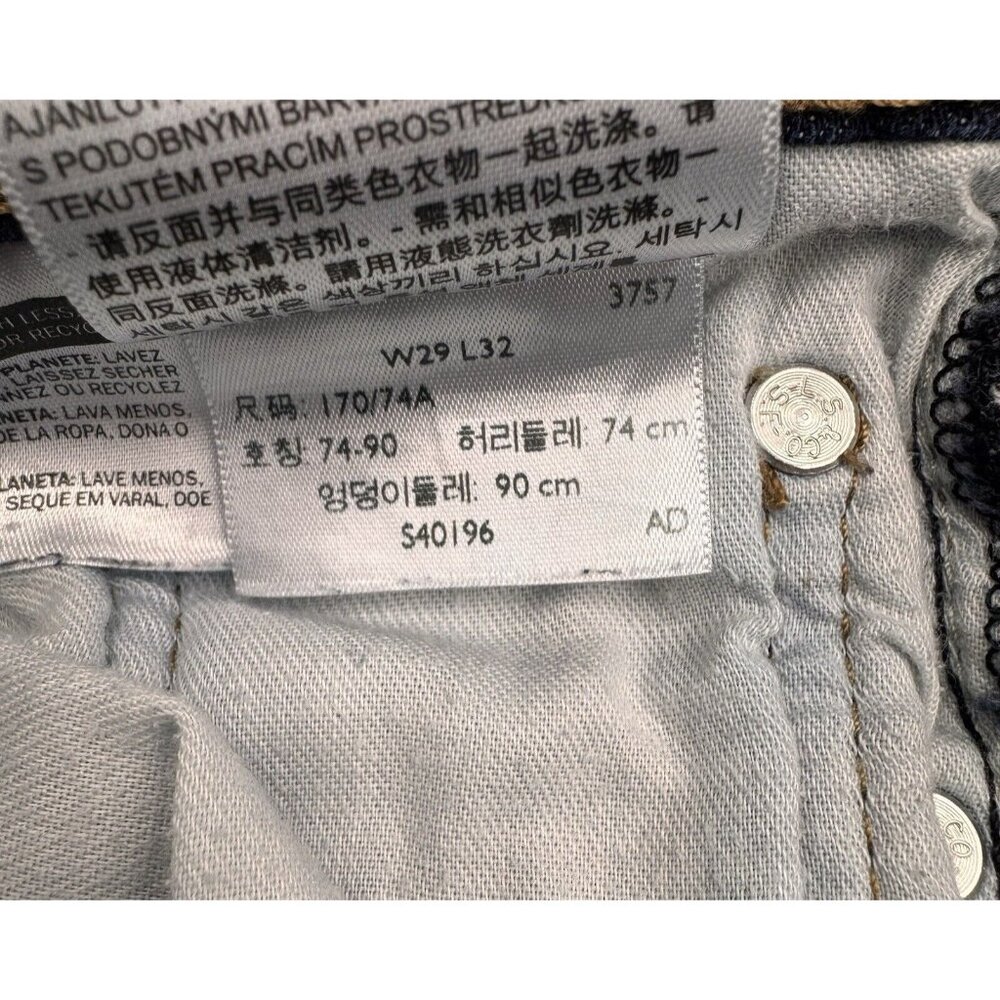 Levis 511 Mens Jeans 29 X 30 Hemmed Slim Fit Tapered Leg Stretch Denim Dark Blue - Picture 6 of 6